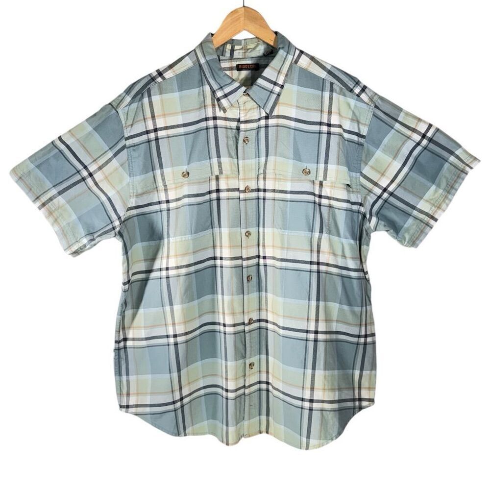 Ridgecut Men's 2XL Blue Plaid Short Sleeve Button-Up Shirt